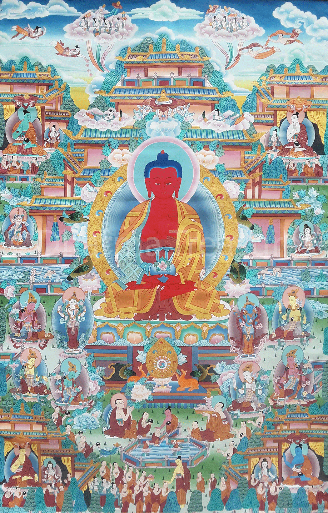 Amitabha Pure Land Thangka 45"x63"