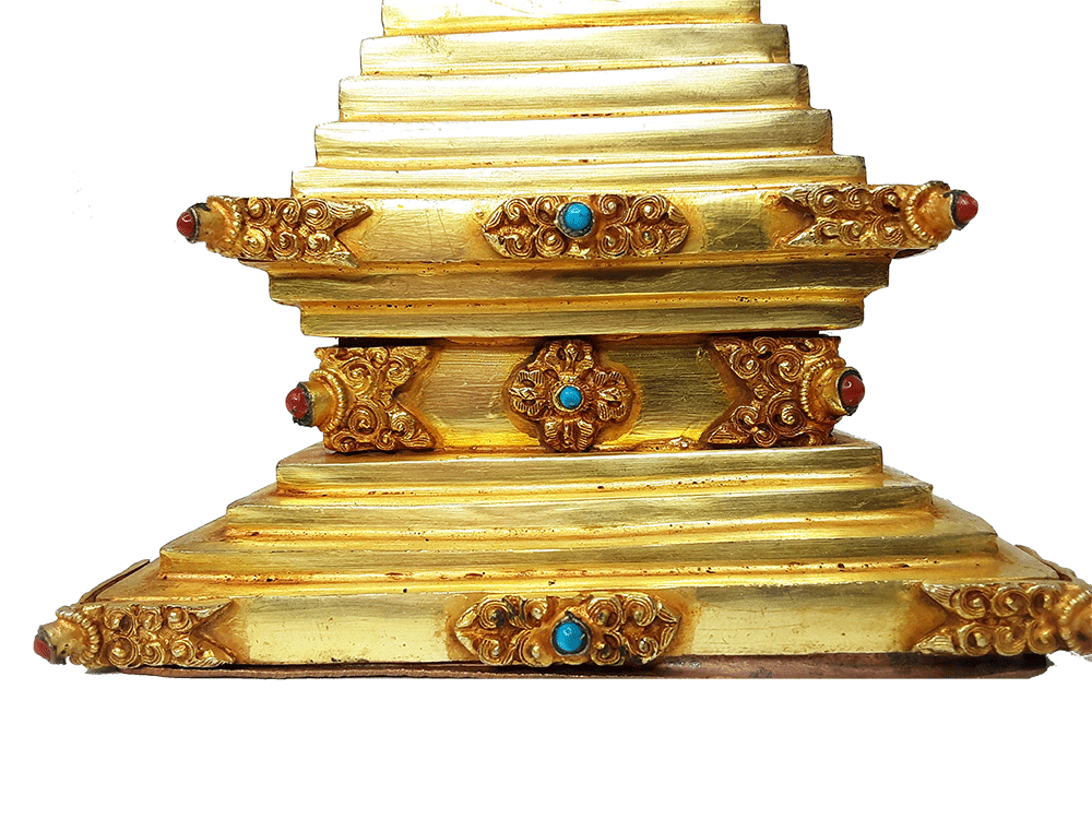 Gold-Polished Metal Stupa 8"