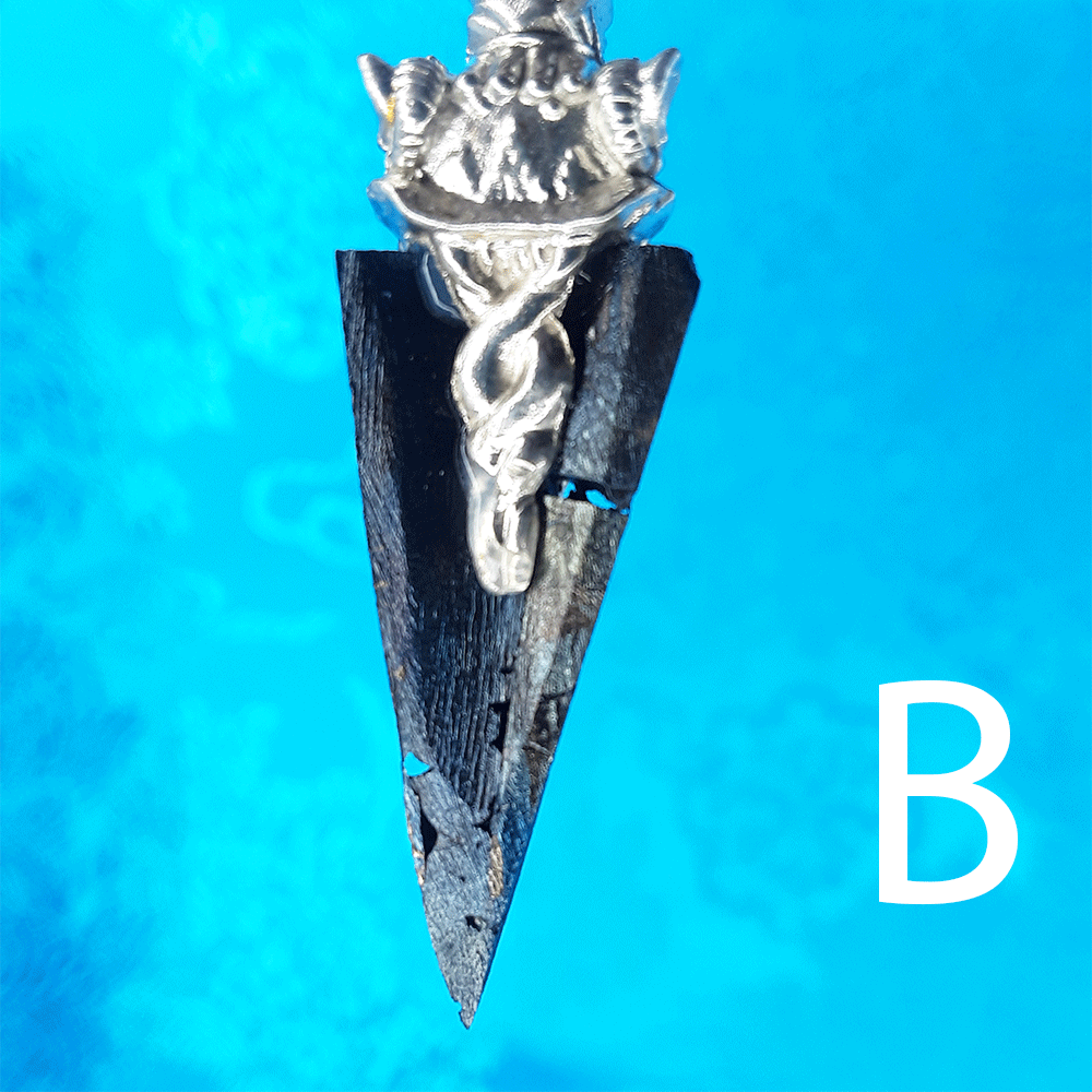 Meteorite & Silver Phurba Pendant 3.5" by Natsog Dorje