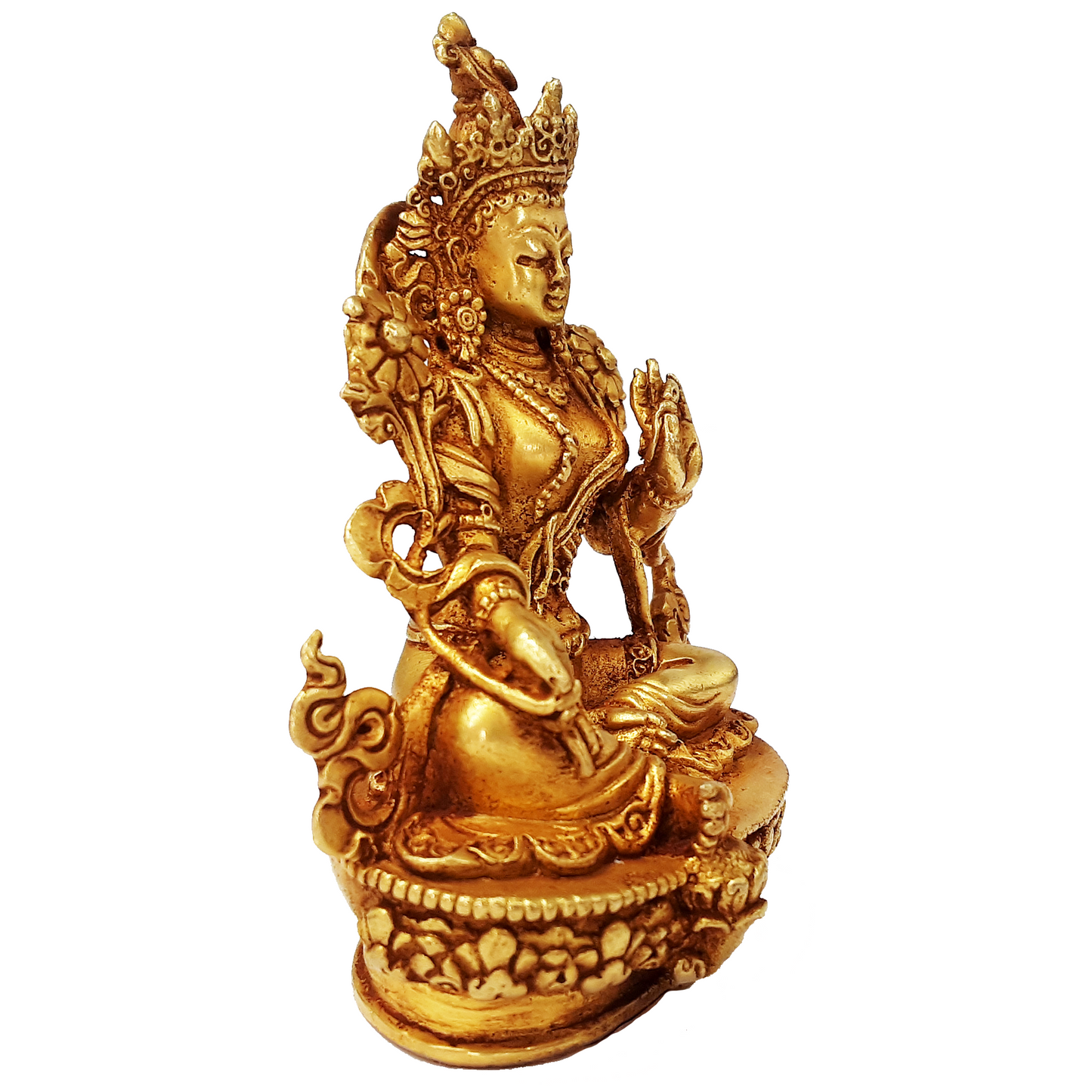 Green Tara Statue Gold Plated 3.5"