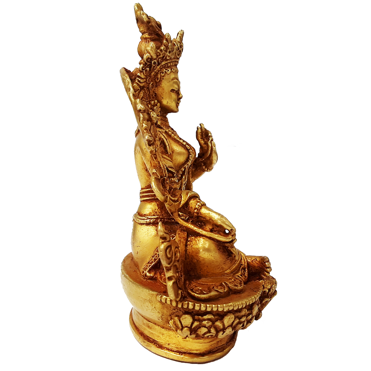 Green Tara Statue Gold Plated 3.5"
