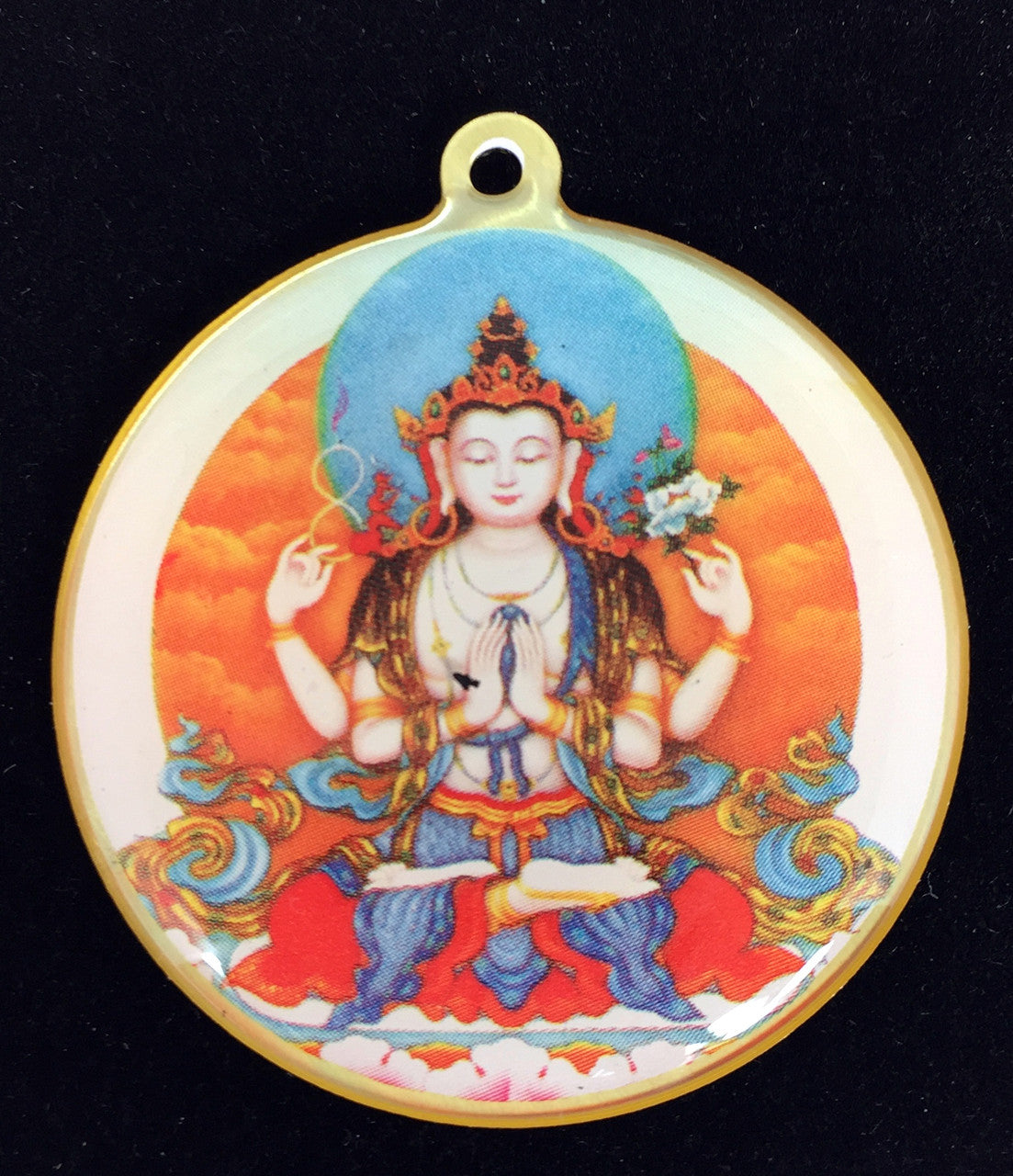 Chenrezig Mantra Deity Medallion