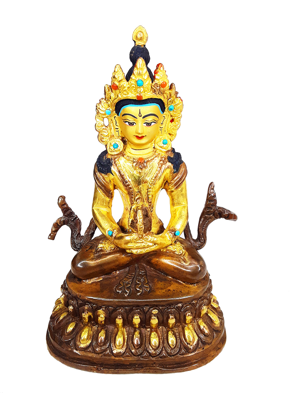 Amitayus Statue Gold-Plated, 4"