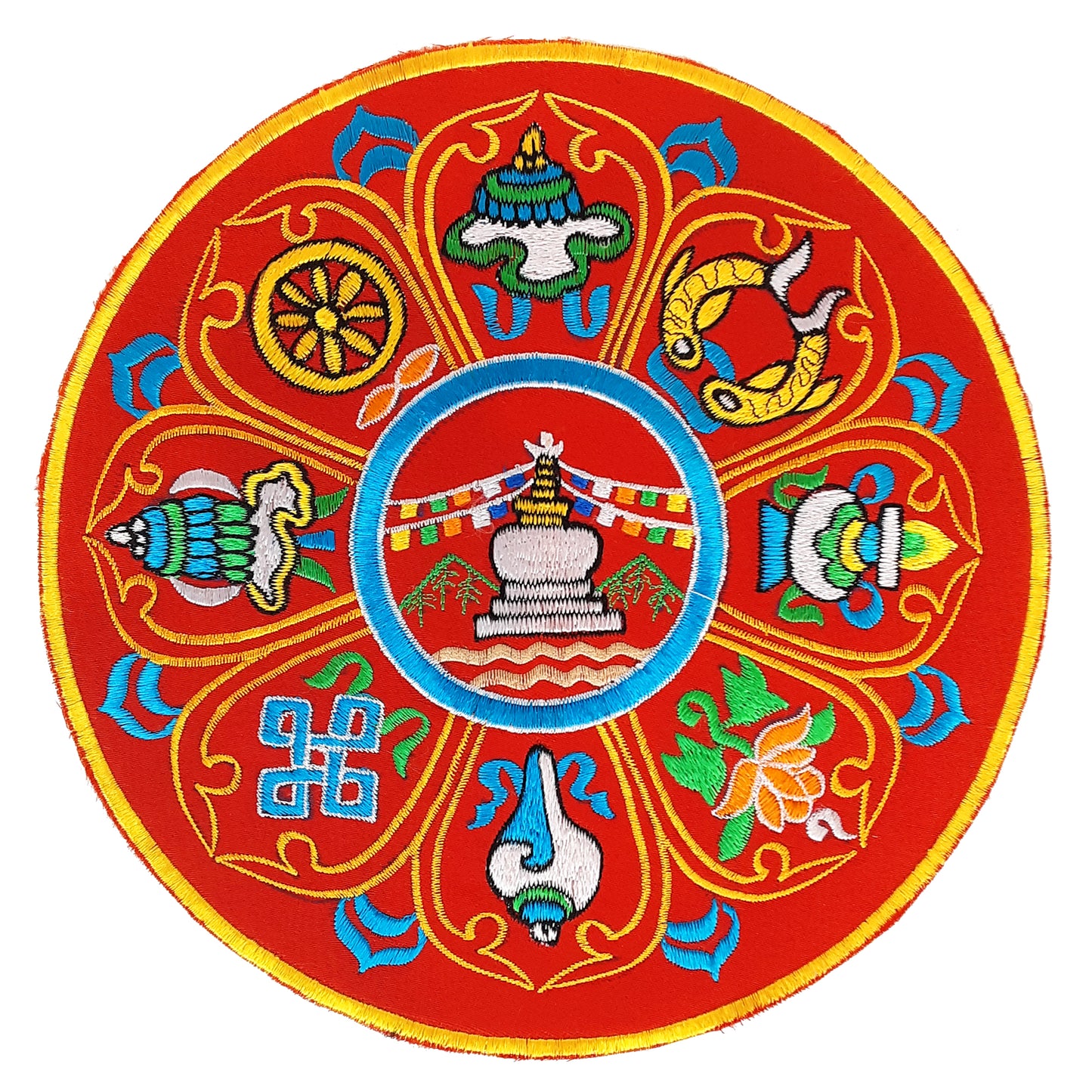 9" Patch / Brocade with Auspicious Symbols (Stupa)