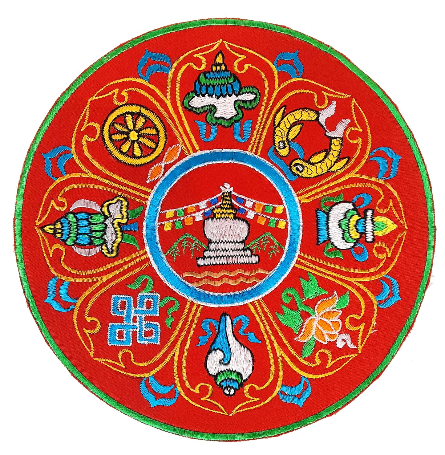 9" Patch / Brocade with Auspicious Symbols (Stupa)