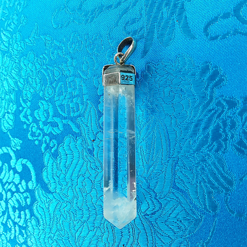 Quartz Pendant with Silver 2.25"