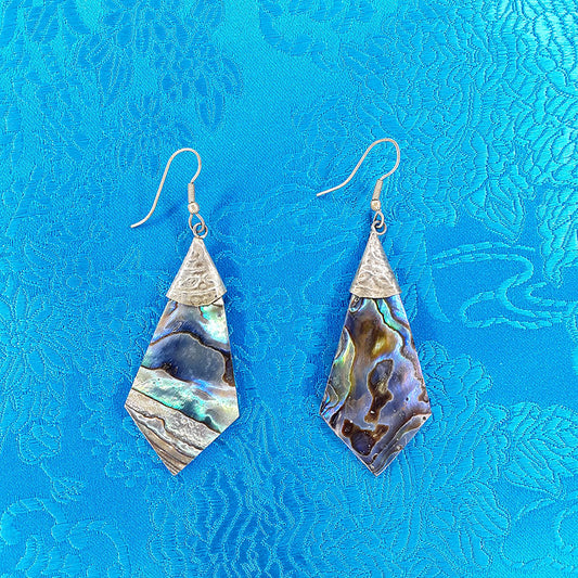 Diamond-Shaped Abalone Earrings 2.5"