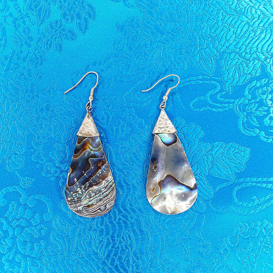 Teardrop Abalone Earrings 2.55"