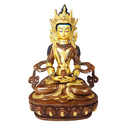 Amitayus Statue Gold Plated 8"