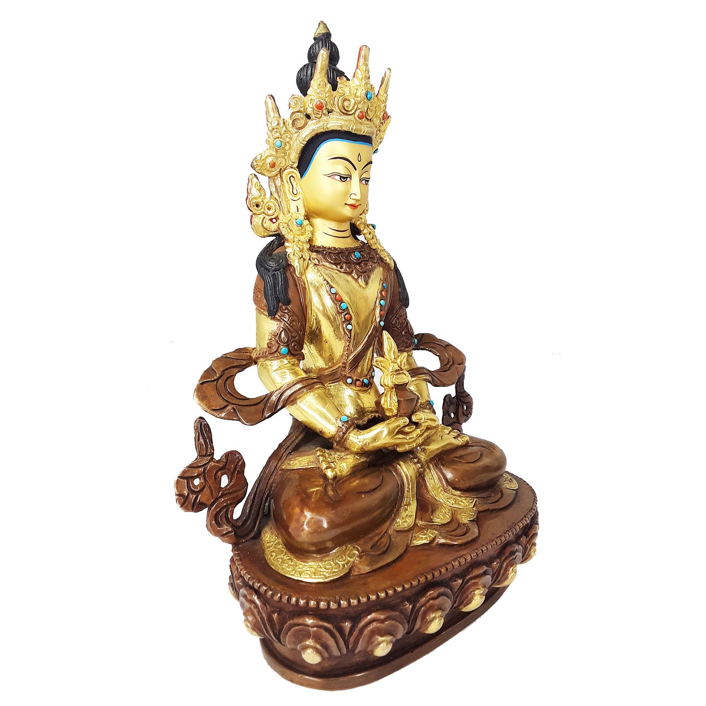 Amitayus Statue Gold Plated 8"