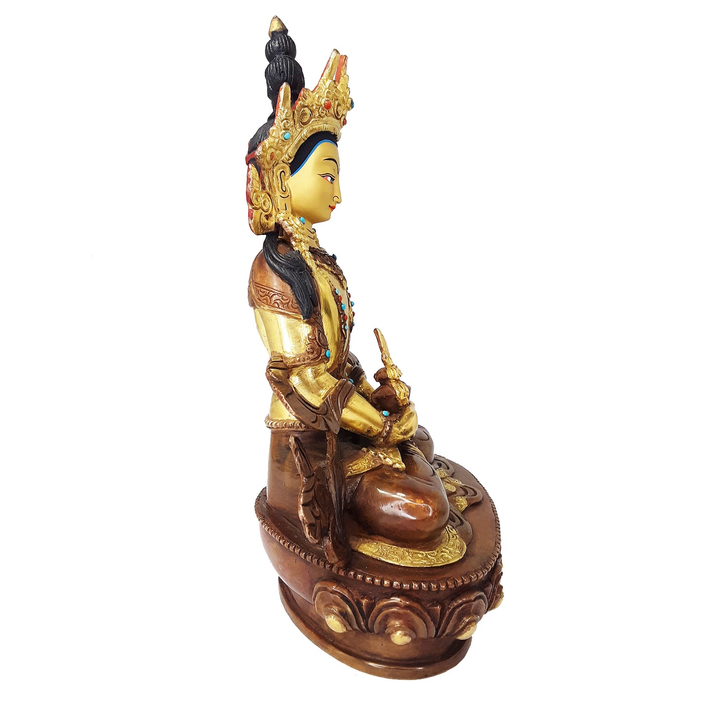 Amitayus Statue Gold Plated 8"