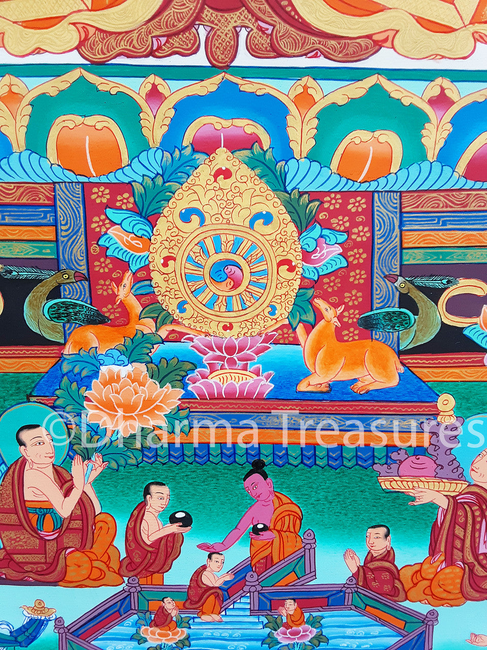 Amitabha in Dewachen Pureland Thangka,  A