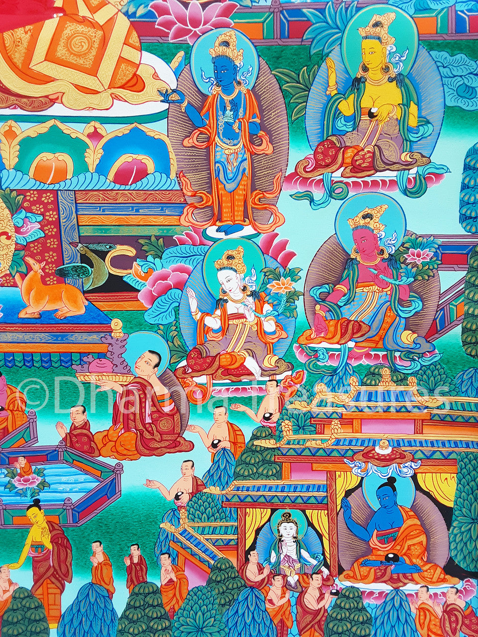 Amitabha in Dewachen Pureland Thangka,  A