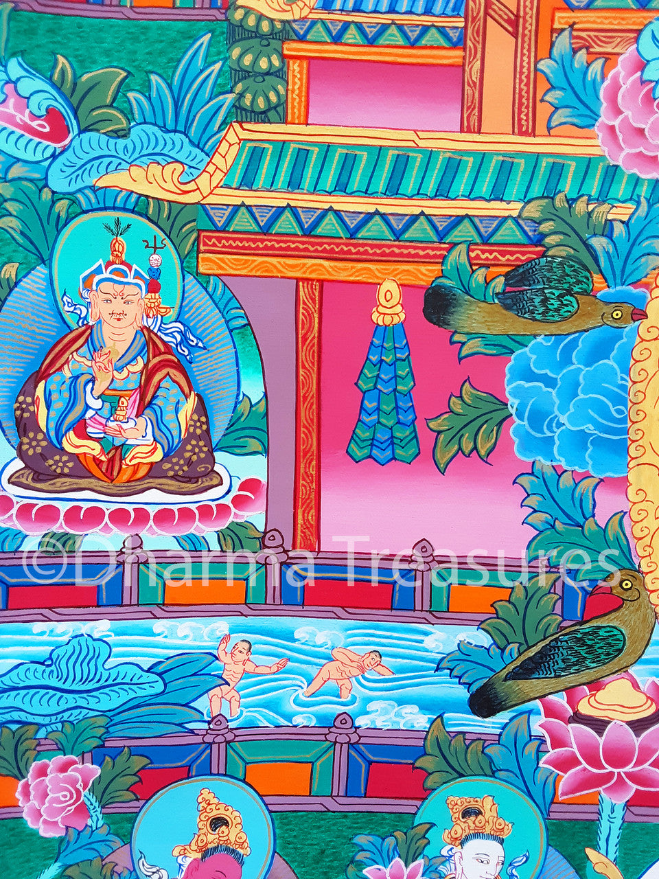 Amitabha in Dewachen Pureland Thangka,  A