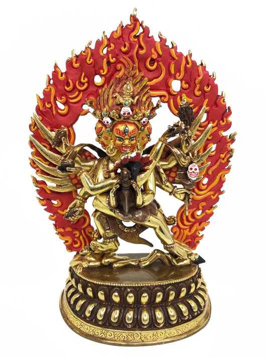 Vajrakilaya Statue, Gold-Plated and Hand-Painted, 8.75"