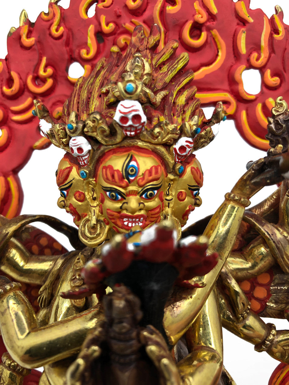 Vajrakilaya Statue, Gold-Plated and Hand-Painted, 8.75"