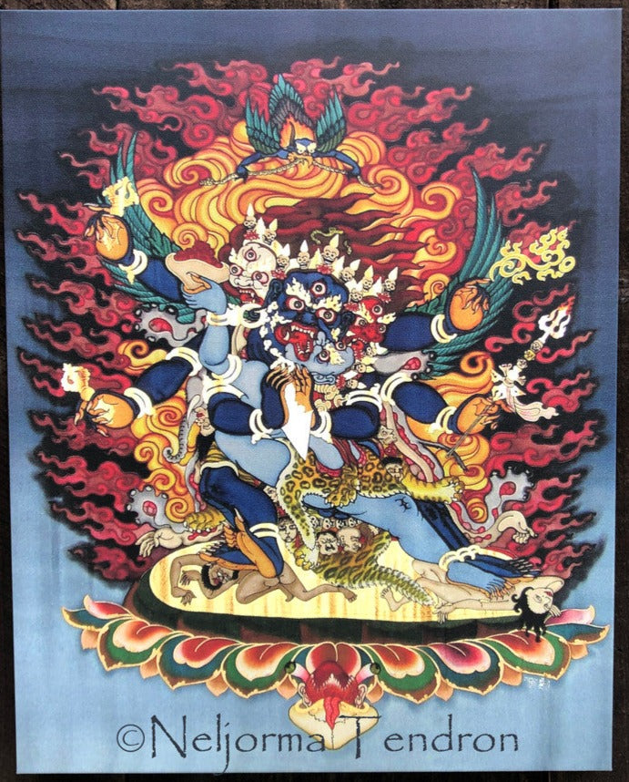 Vajrakilaya Thangka Print on Canvas (Gray) 16x20" by Neljorma Tendron