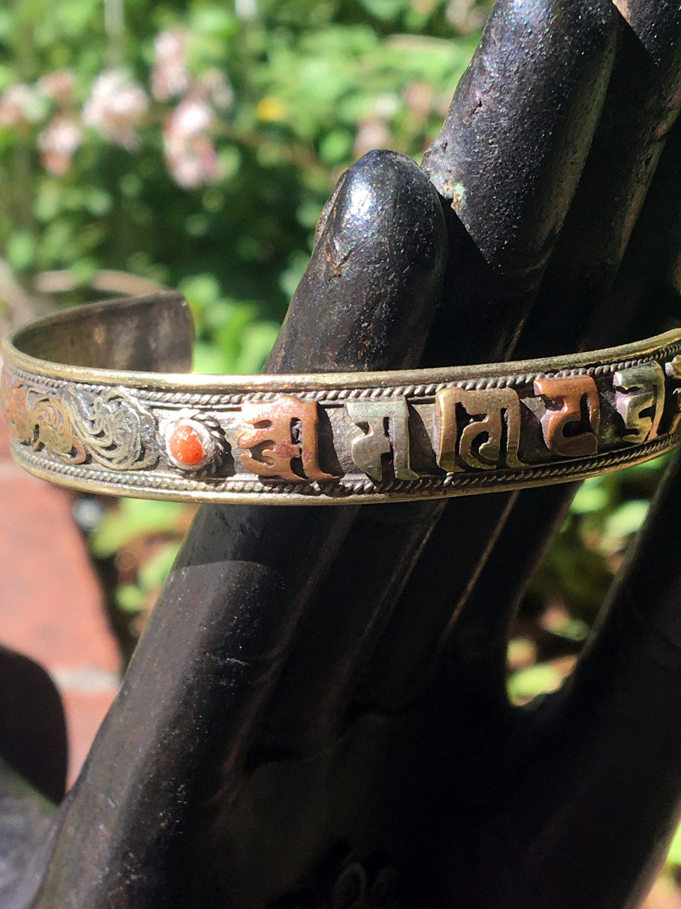 Multi-Metal Mantra Bracelet Sanskrit Red