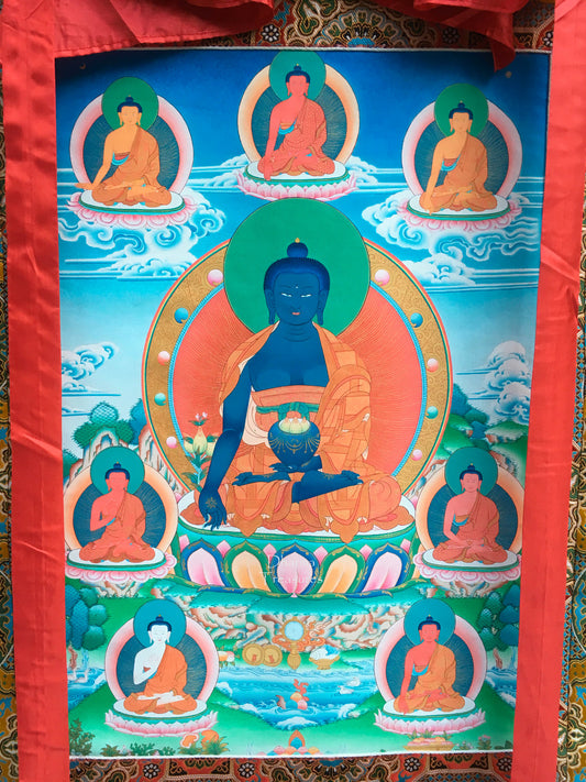 Medicine Buddha Print Thangka - 52" x 32"