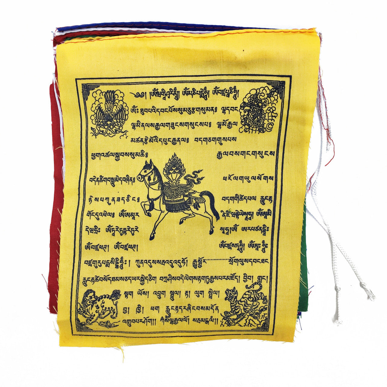 Multi-Deity 5-Color Prayer Flag 6" x 8"
