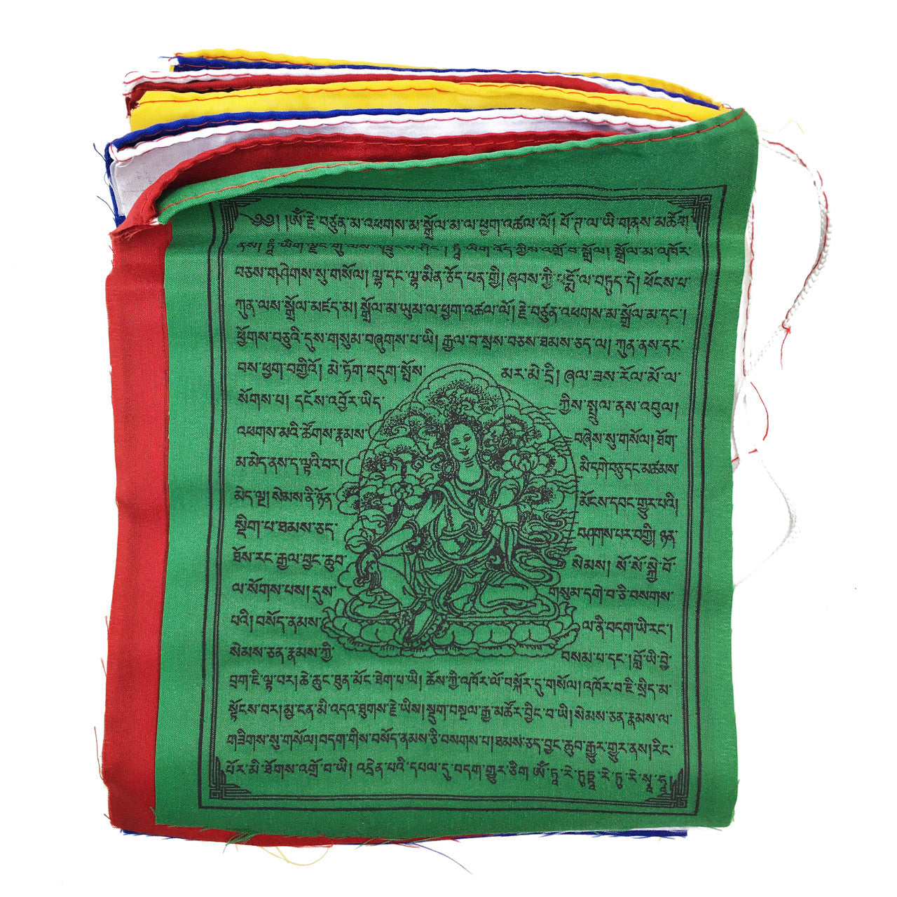Multi-Deity 5-Color Prayer Flag 6" x 8"
