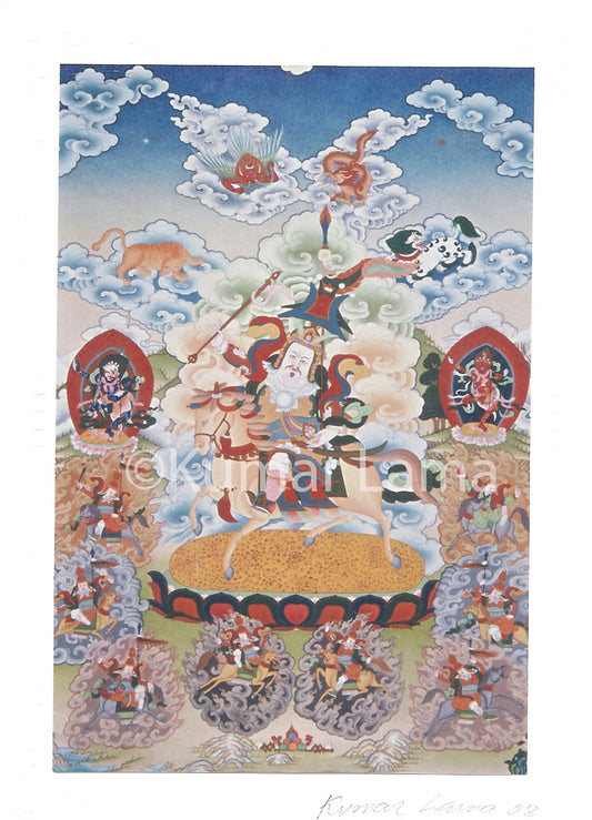 King Gesar of Ling Deity Card Print by Kumar Lama