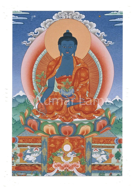 Medicine Buddha Deity Card Print by Kumar Lama