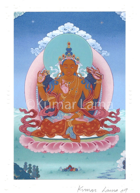 Prajnaparamita Yum Chenmo (Great Mother) Deity Card Print by Kumar Lama