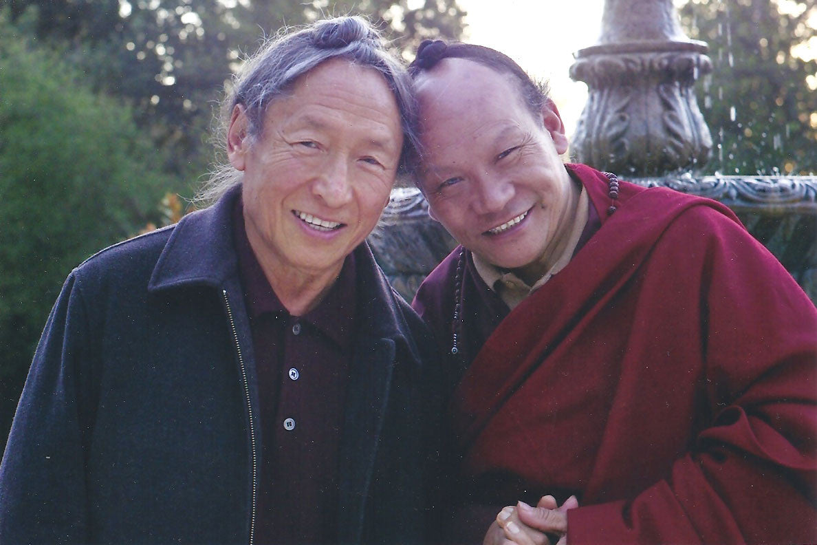 Lama Tharchin and Lama Sonam at Fountain