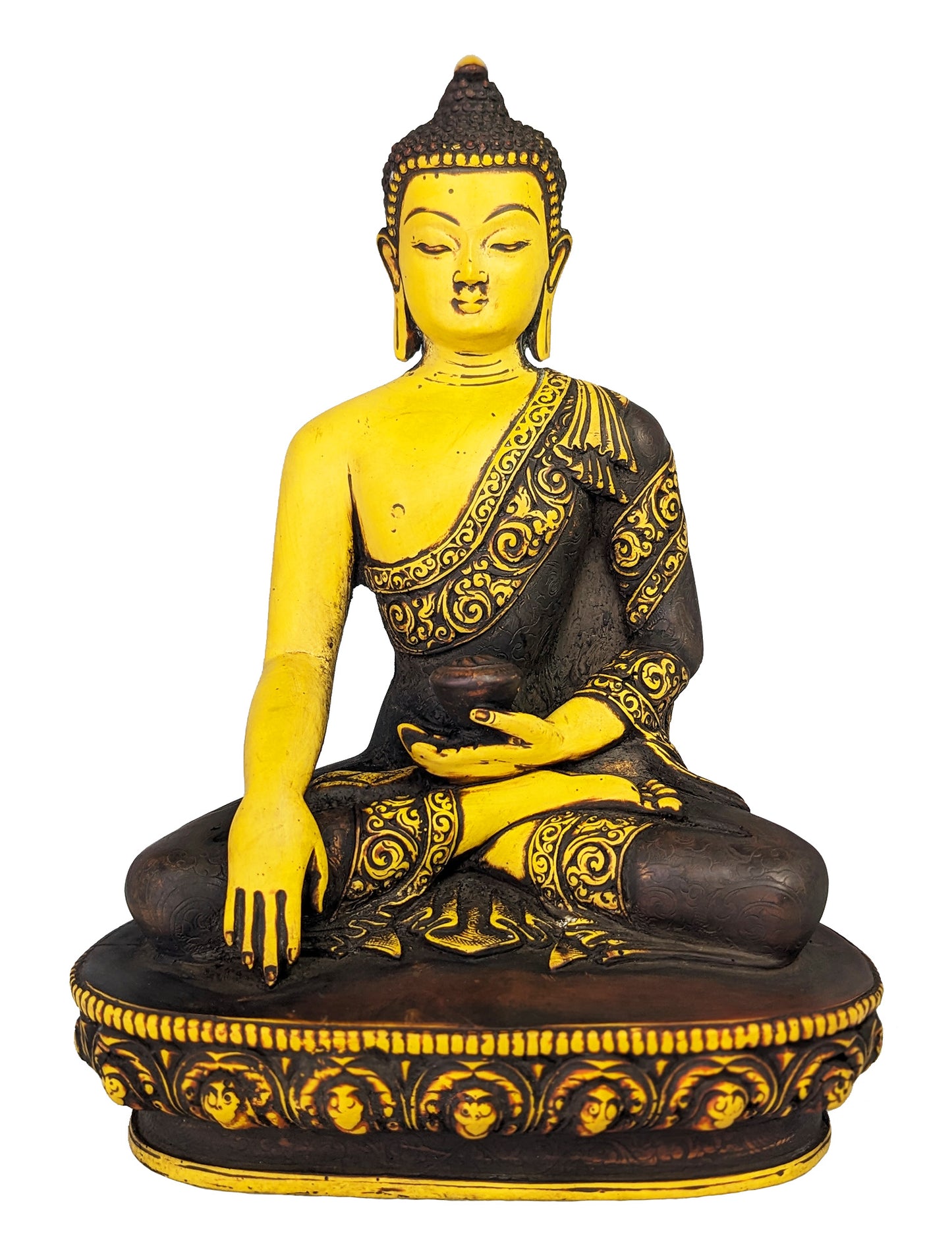 Statue, Shakyamuni 8.75" golden resin