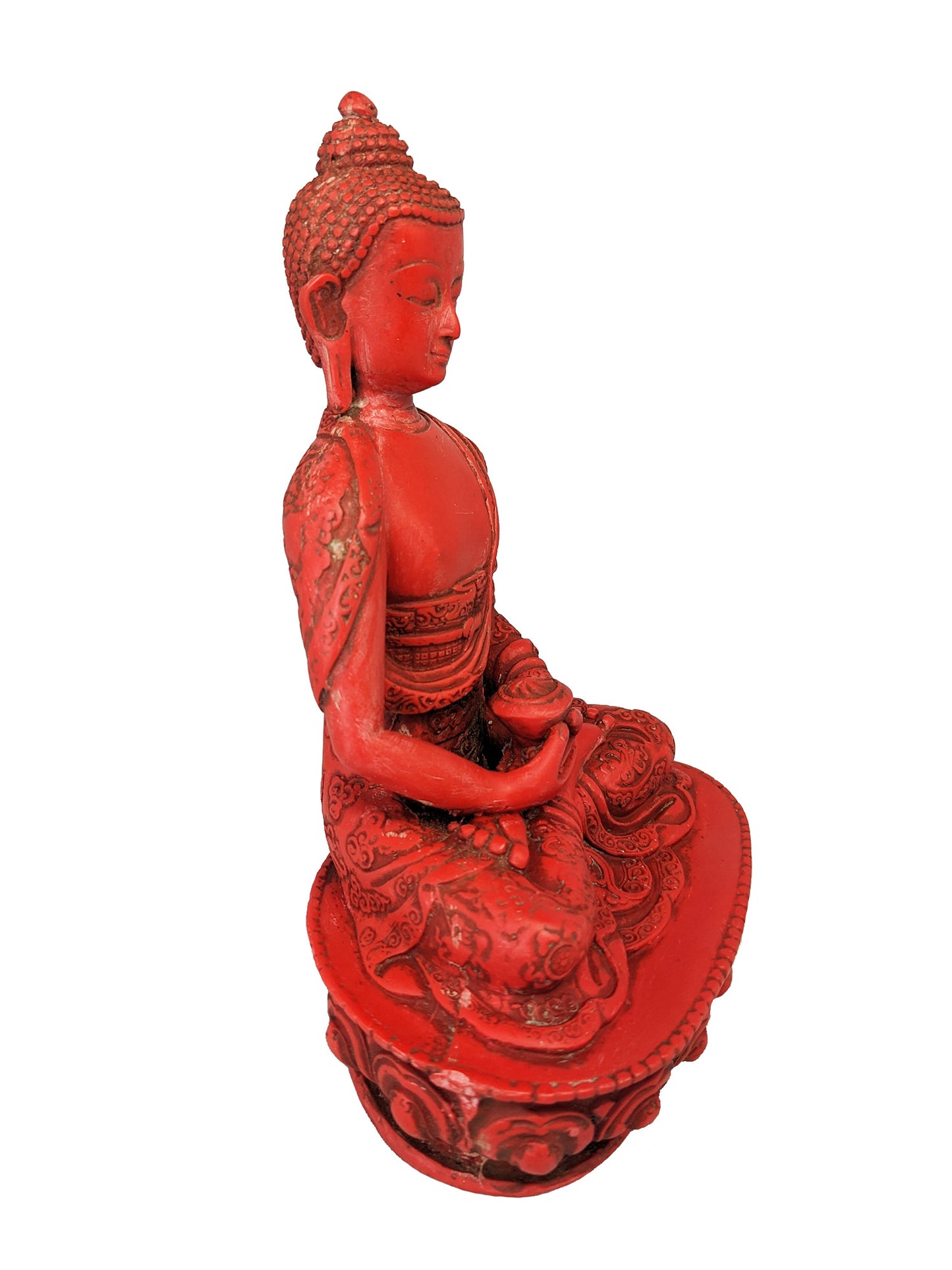 Statue, Amitabha 7.75" resin red