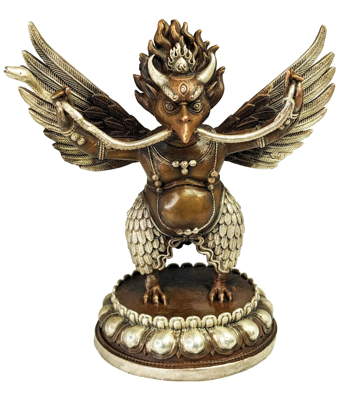 Garuda Statue, Copper with Silver 3.5"