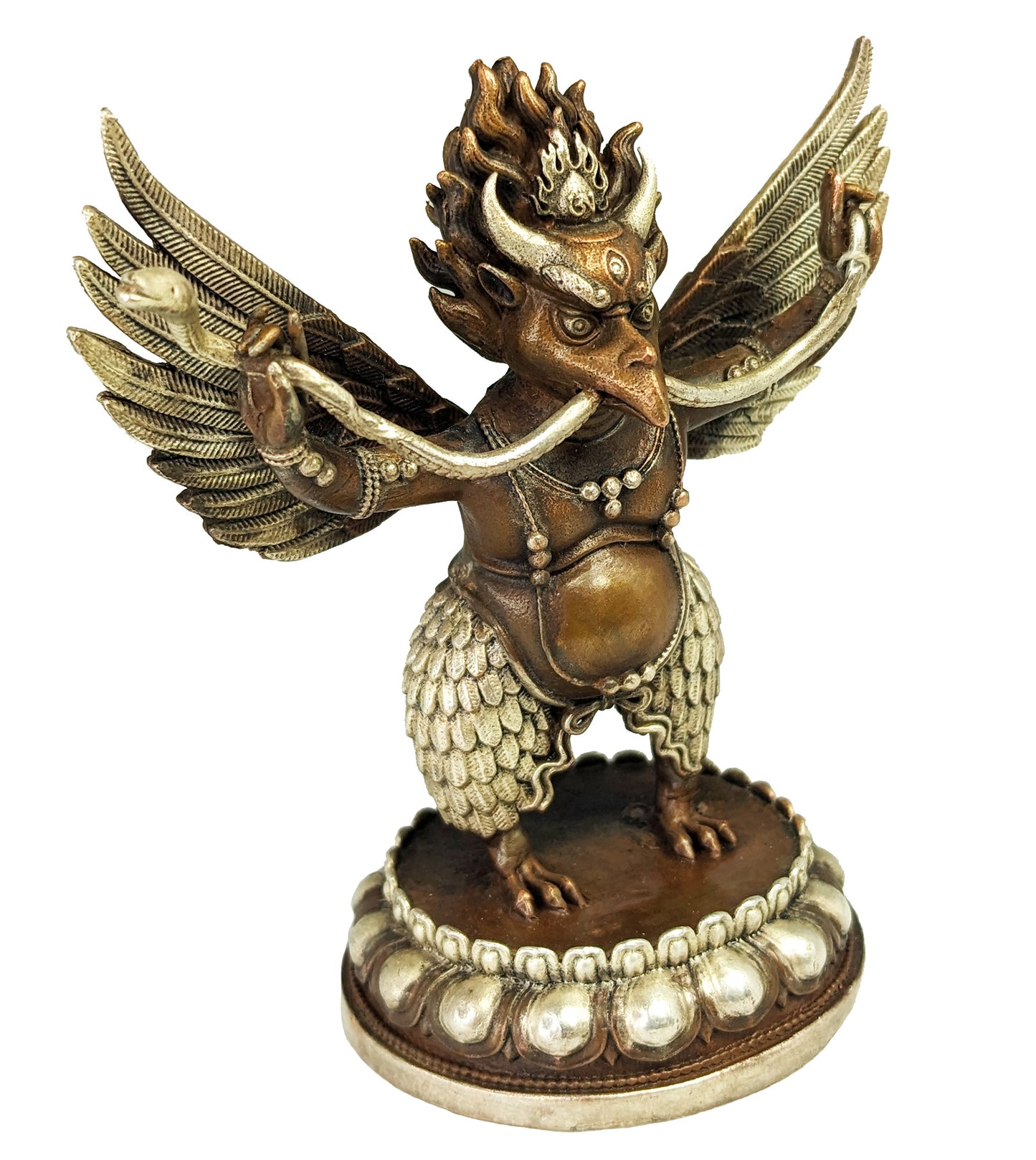 Garuda Statue, Copper with Silver 3.5"