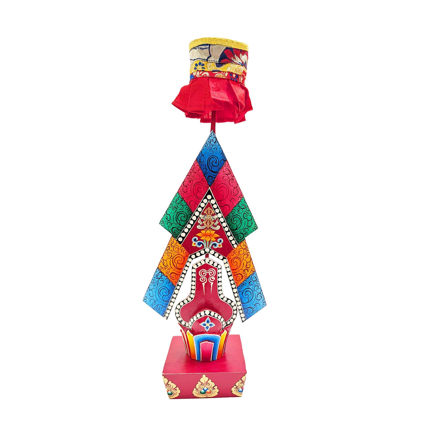 Painted Wooden Lama Torma 15"