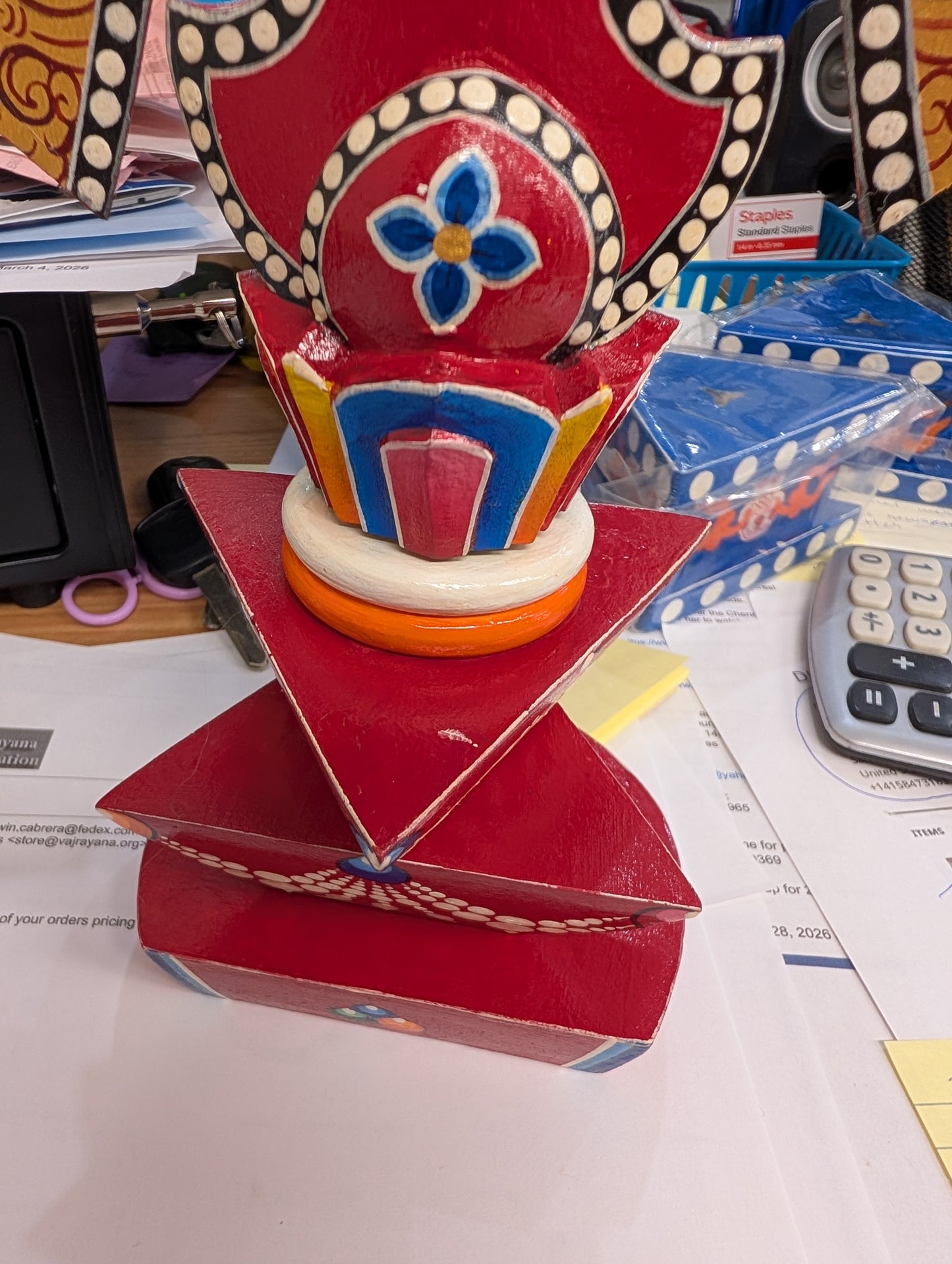 Painted Wooden Dakini Torma 16.5" (DISCOUNTED)