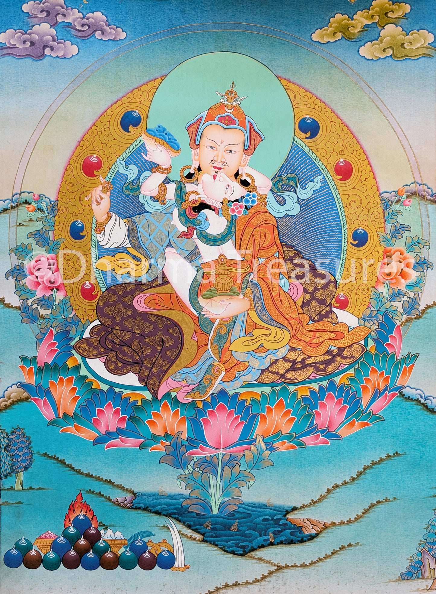 Guru Rinpoche Yabyum Thangka 31"x43"