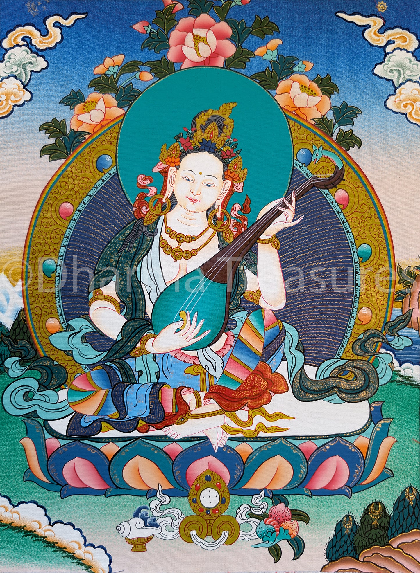 Saraswati Thangka 25"x33"