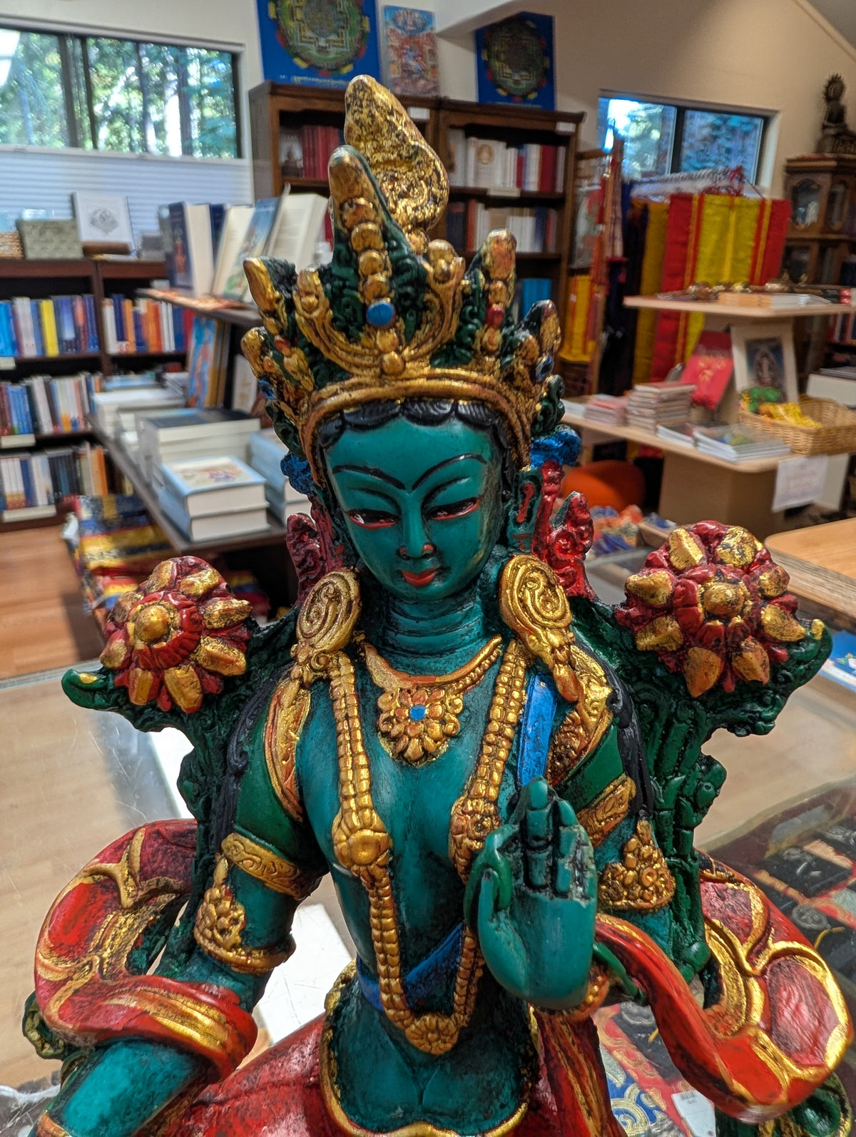 Green Tara Painted Resin Statue 8" (DISCOUNTED)