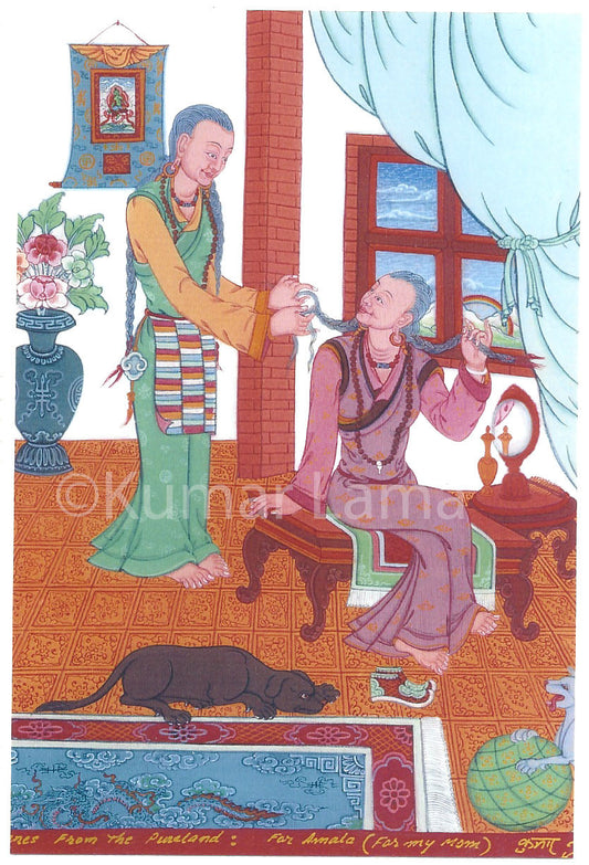 For My Mother: Tibetan Life Card Print by Kumar Lama