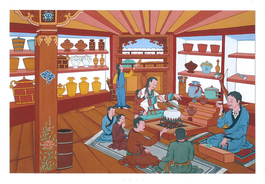 Happy Family: Tibetan Life Card Print, by Kumar Lama