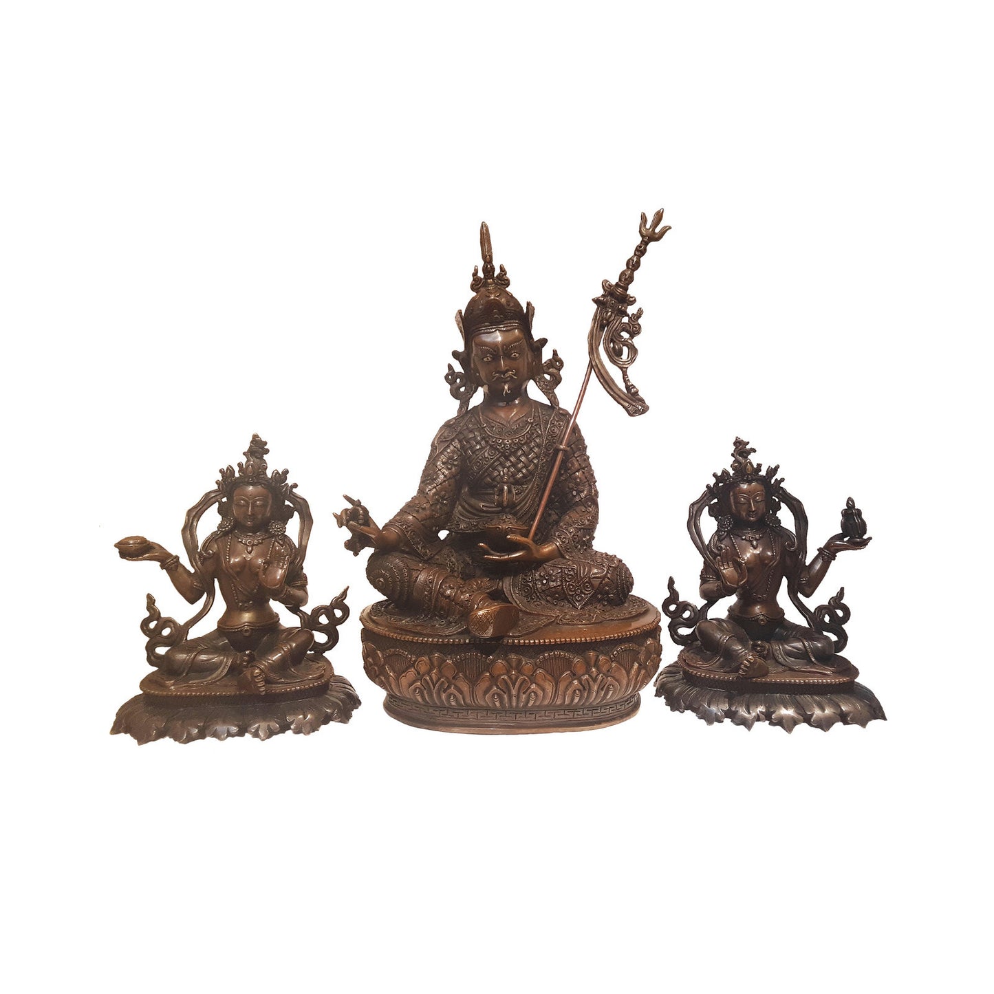 Guru Rinpoche Statue Set, Yeshe Tsogyal & Mandarava (14")