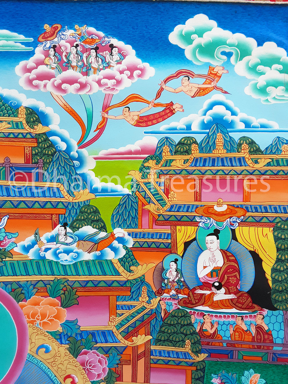 Amitabha in Dewachen Pureland Thangka,  A