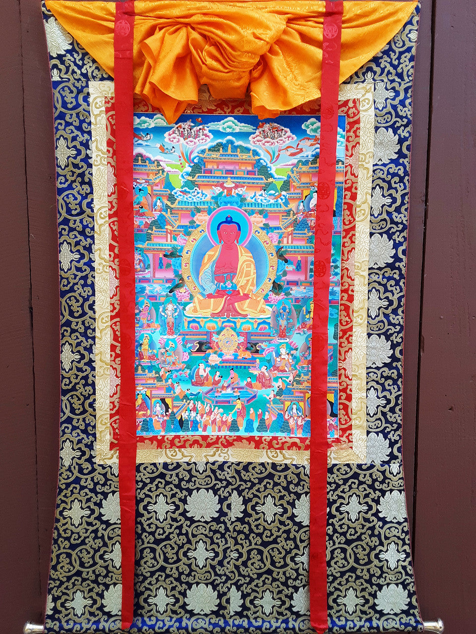 Amitabha in Dewachen Pureland Thangka, B