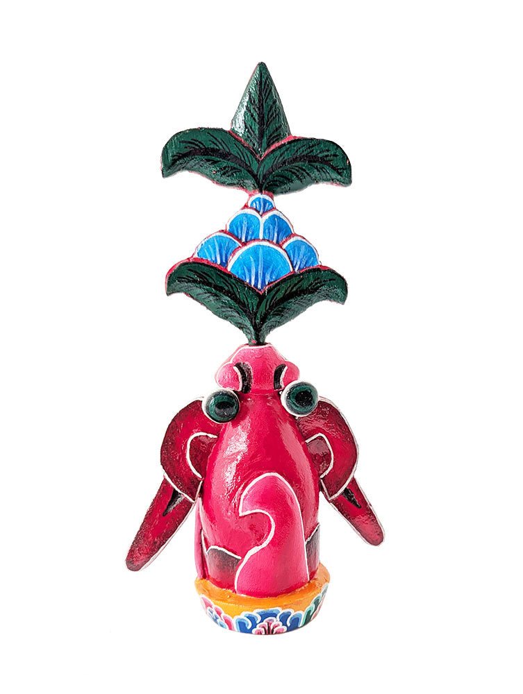 Wooden Painted Wrathful Flower Torma 7.5"