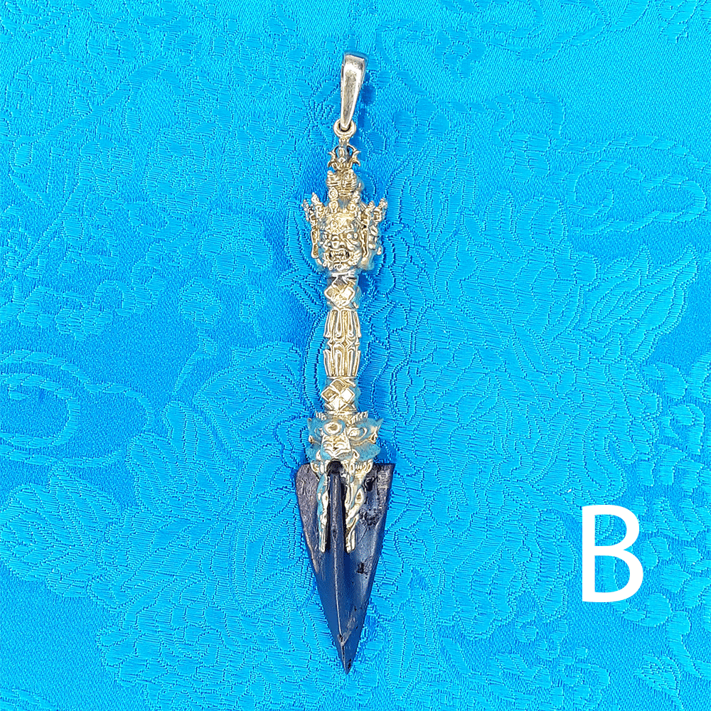 Brass Phurba Pendant with Meteorite Blade 3.35" by Natsog Dorje