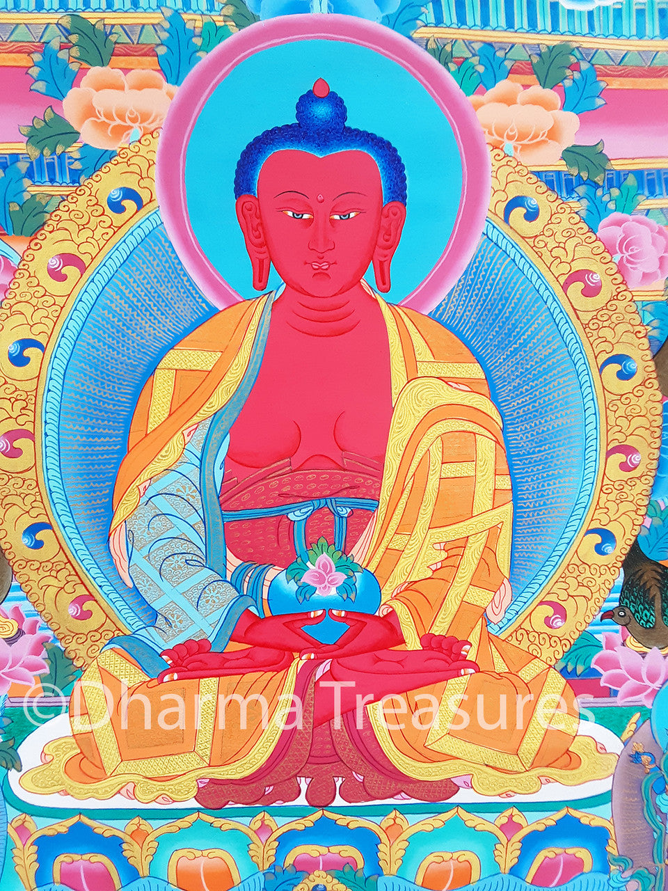 Amitabha in Dewachen Pureland Thangka, B
