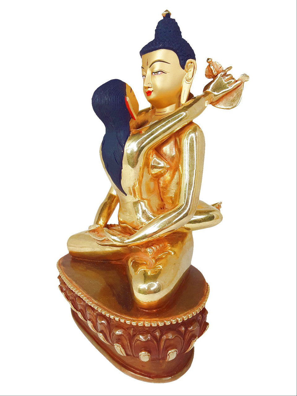 Gold Plated Kunzang Yabyum (Kuntuzangpo/Kuntuzangmo) Statue, 8"