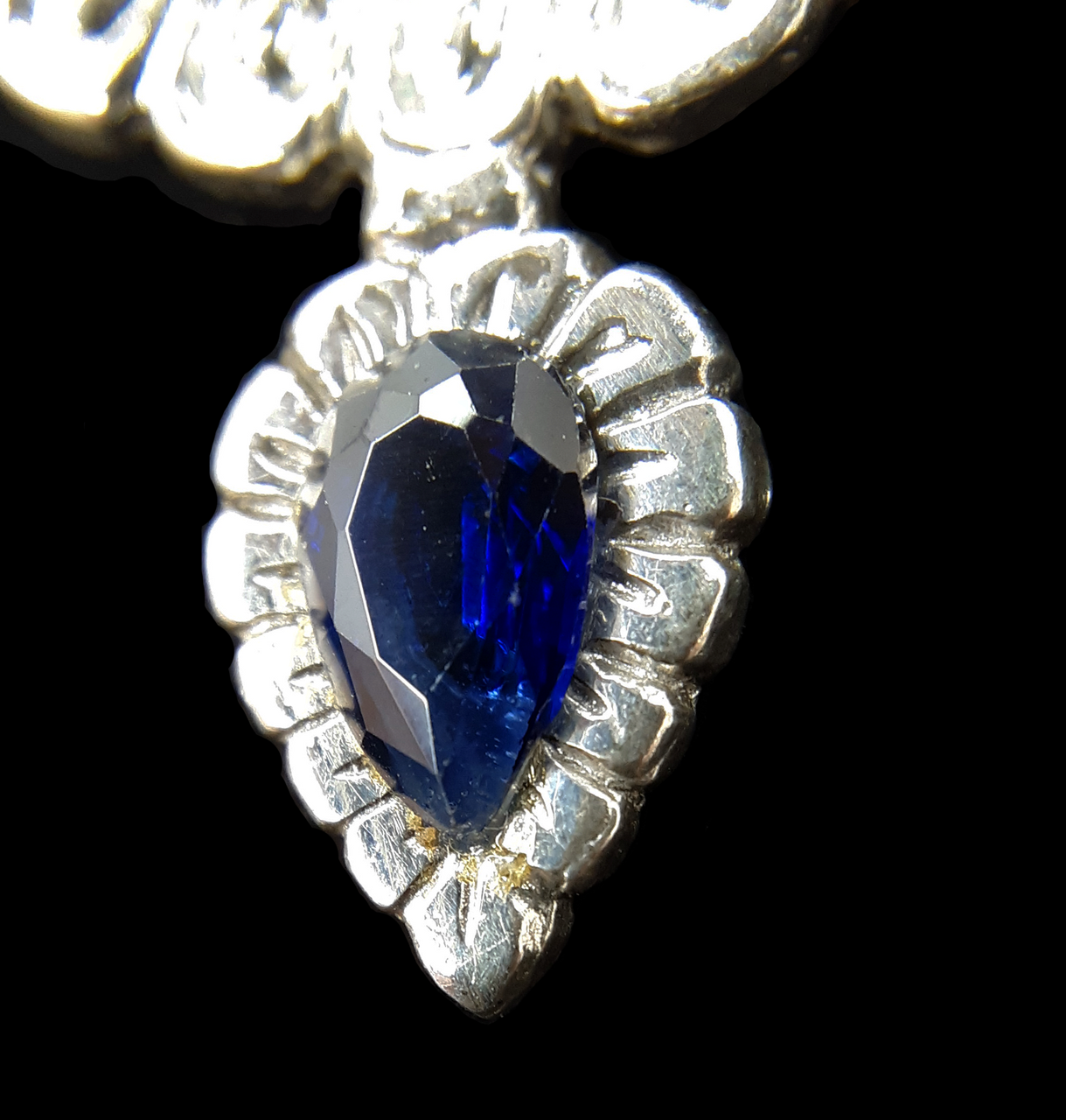 Blue Gem Silver Dakini Earrings,   1.15"