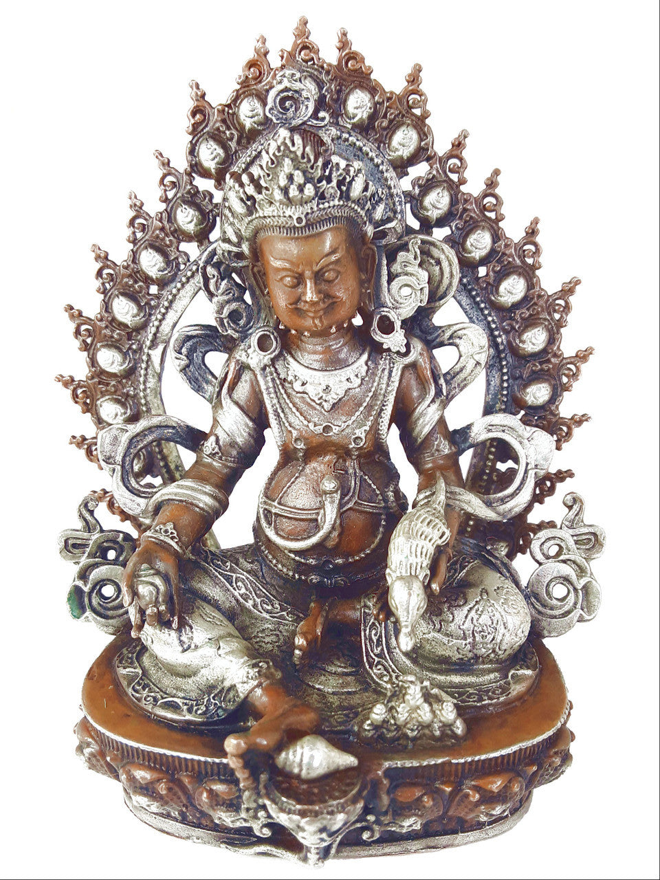 Copper with Silver Dzambhala Statue,  3.75"