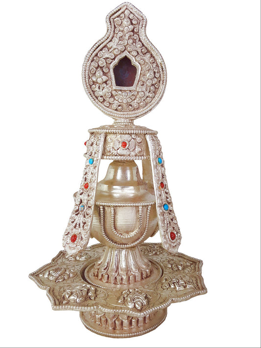 Tsebum (Long Life Vase), Silver-Plated Copper 8.5"